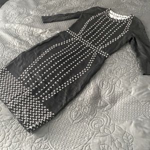 Danny & Nicole dark grey and white mid length dress